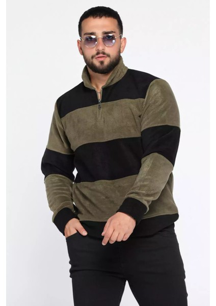 Polo Yaka Yarım Fermuarlı Polar Erkek Sweatshirt P-00012952