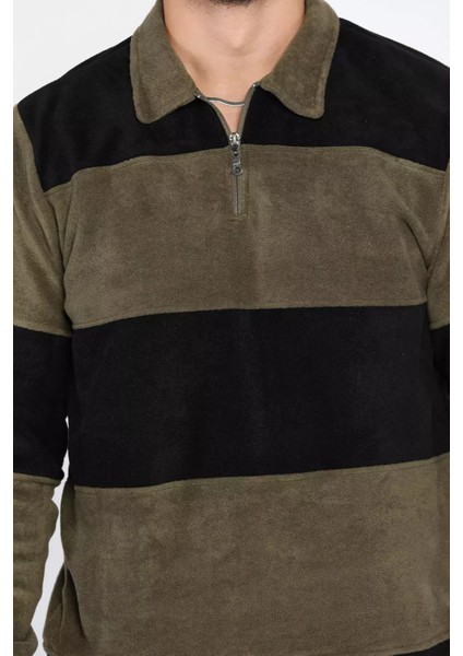 Polo Yaka Yarım Fermuarlı Polar Erkek Sweatshirt P-00012952 modelleri