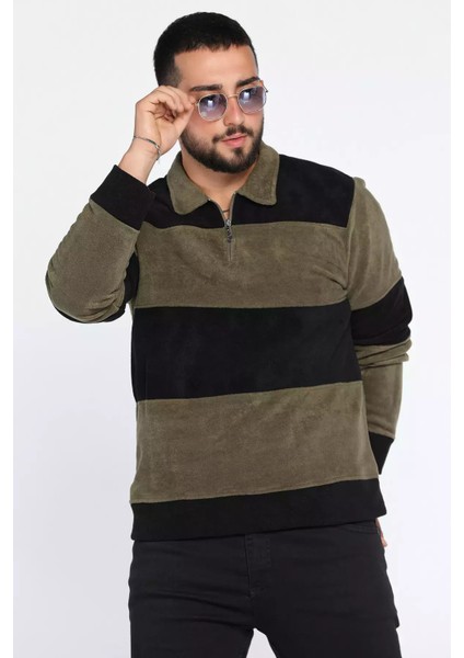 Polo Yaka Yarım Fermuarlı Polar Erkek Sweatshirt P-00012952 fırsatları
