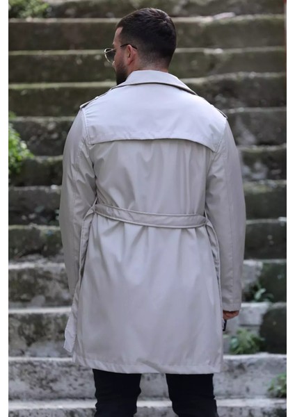 Astarlı Bel Kemerli Uzun Erkek Trençkot P-00012947 fiyatları