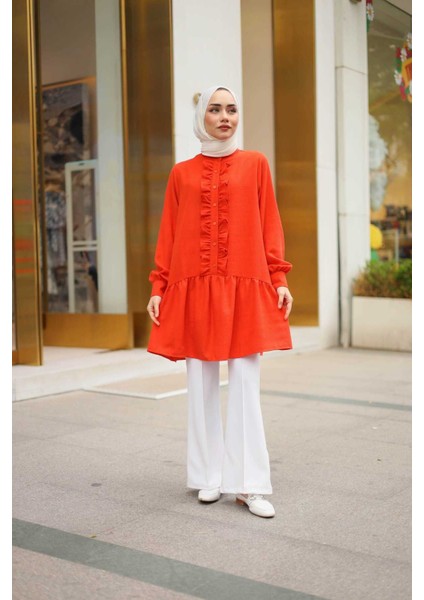 Dora Müslim - Keten Kumaş Düğmeli Kadın Gömlek fiyatları