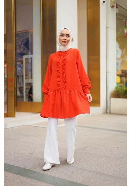 Dora Müslim - Keten Kumaş Düğmeli Kadın Gömlek indirimleri