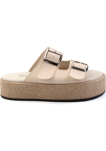 Bej Leather Kadın Terlik K04423050103