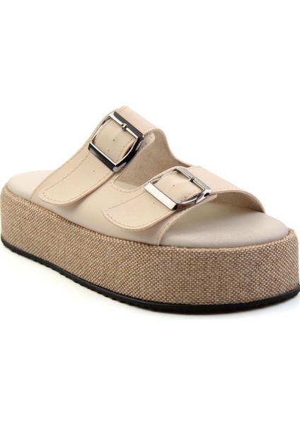 Bej Leather Kadın Terlik K04423050103