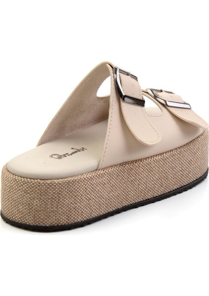 Bej Leather Kadın Terlik K04423050103