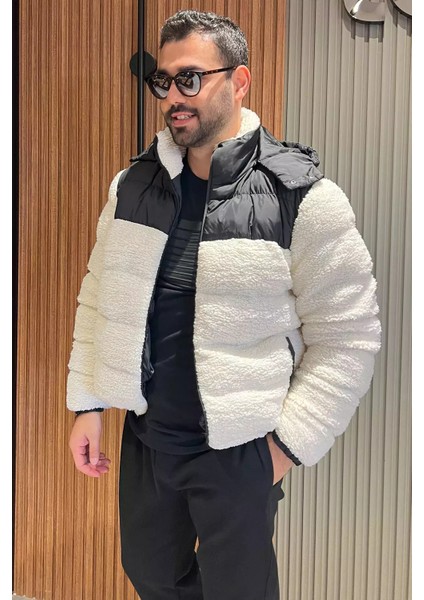 Erkek Astarlı Kapüşonlu Peluş Şişme Mont P-00013731