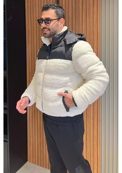 Erkek Astarlı Kapüşonlu Peluş Şişme Mont P-00013731