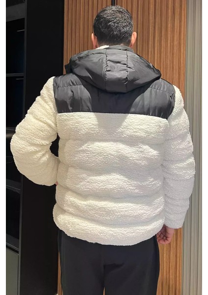 Erkek Astarlı Kapüşonlu Peluş Şişme Mont P-00013731