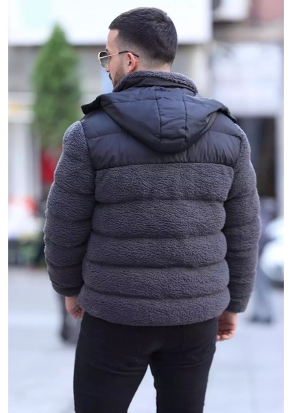Erkek Astarlı Kapüşonlu Peluş Şişme Mont P-00013731