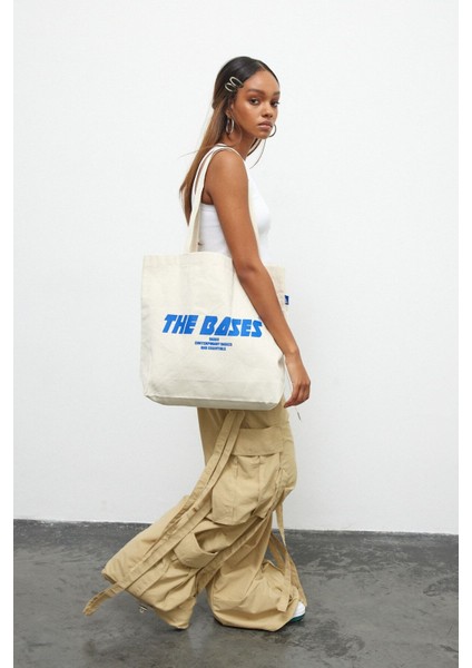 Ham Mavi Baskılı Körüklü Bez Çanta fiyatları