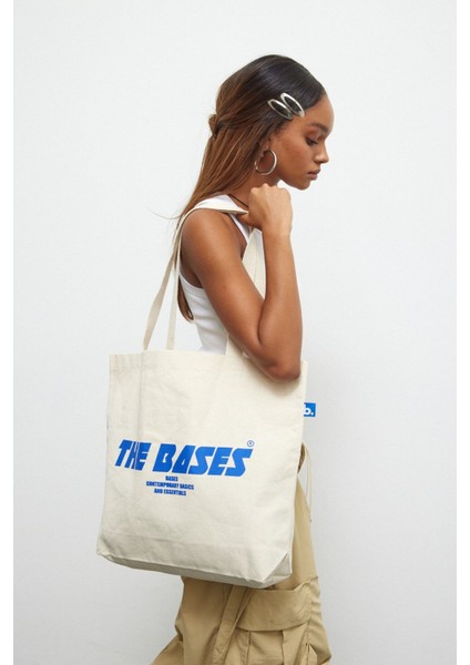 Ham Mavi Baskılı Körüklü Bez Çanta modelleri