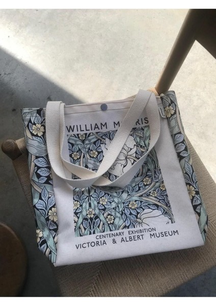 William Morris Kanvas Bez Çanta Yıkanabilir Metal Çıtçıtlı Cepli modelleri
