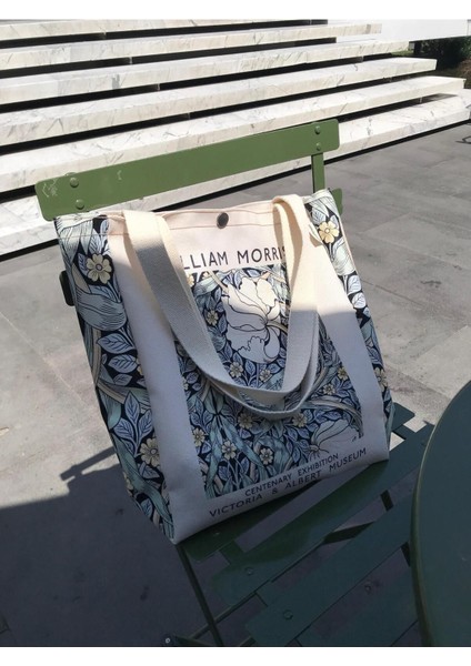 William Morris Kanvas Bez Çanta Yıkanabilir Metal Çıtçıtlı Cepli fırsatları