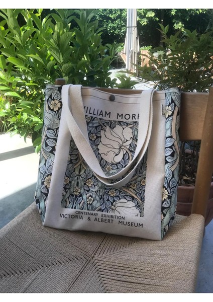 William Morris Kanvas Bez Çanta Yıkanabilir Metal Çıtçıtlı Cepli indirimleri