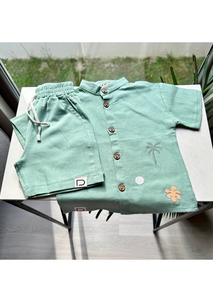 Palmiye Nakışlı Erkek Çocuk Yazlık Takım – Yeşil fiyatları
