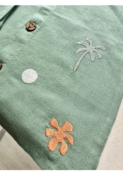 Palmiye Nakışlı Erkek Çocuk Yazlık Takım – Yeşil indirimleri