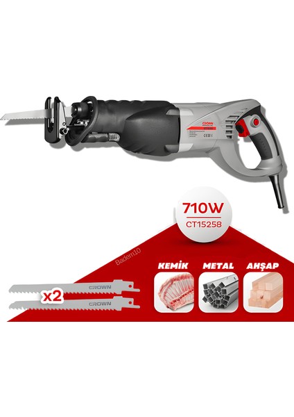 Crown CT15258 Ahşap Metal Et Kemik Kesme Tilki Kuyruğu Testere 710W 110 mm