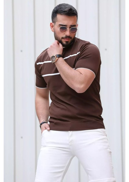 Çizgi Detaylı Bisiklet Yaka Erkek T-Shirt P-00009082 modelleri