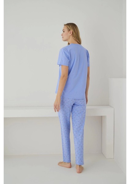 Süprem Kumaş Kısa Kollu Lila Pijama Takımı - 2556