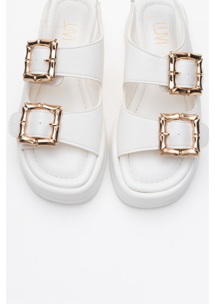 Slope Beyaz Çift Bantlı Kadın Düz Sandalet fiyatları