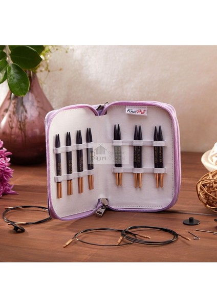 Knitpro J’adore Cubics Değiştirilebilir Misinalı Kısa Şiş Seti 19302+BALIM Örgü Evi Şiş Ölçer Hediye
