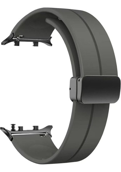 Huawei Watch D2 Uyumlu Kordon Kayış D-Buckle Mıknatıslı Silikon Koyu Gri