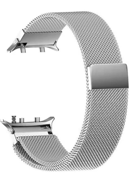 Huawei Watch D2 Uyumlu Kordon Kayış Metal Hasır Örgülü Mıknatıslı Gümüş