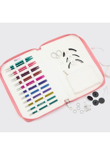 Knitpro Zing Regal Değiştirilebilir Misinalı Şiş Seti + Şiş Ölçer