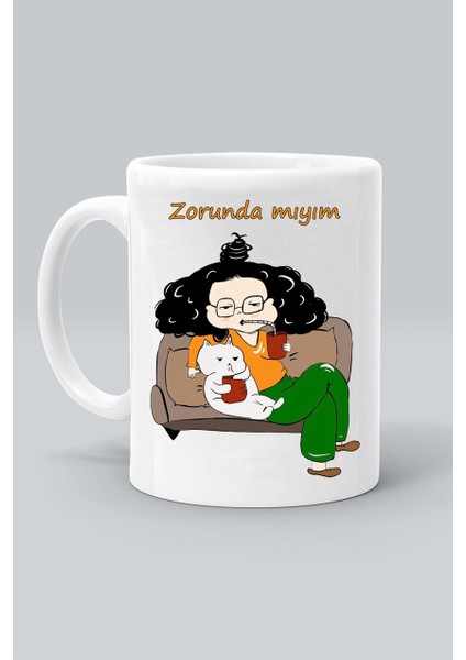 Zorunda Mıyım ! Mod Baskılı Beyaz Kupa Bardak