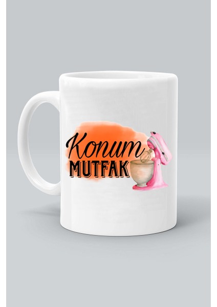 Konum Mutfak Aşçı Baskılı Beyaz Kupa Bardak