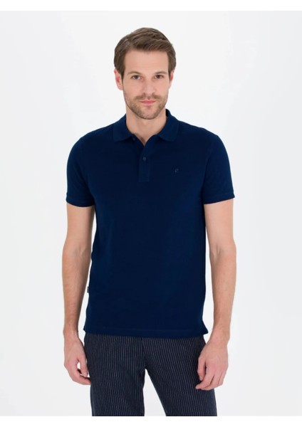 Lacivert Slim Fit Polo Yaka Basic Tişört