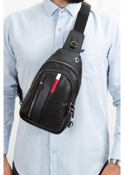 Unisex Çapraz Omuz ve Bel Çantası Siyah Suya Dayanıklı Günlük Seyahat Çantası (BOY:30CM EN:16CM)