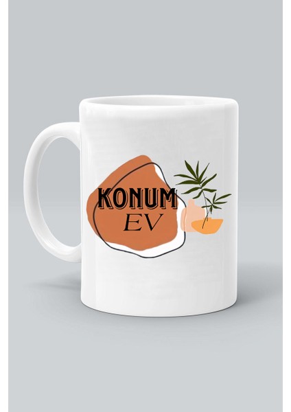 Ev Hanımı Konum Ev Baskılı Beyaz Kupa Bardak