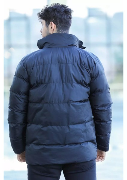Erkek Çift Cepli Çıtçıt ve Fermuarlı Şişme Mont P-00007703