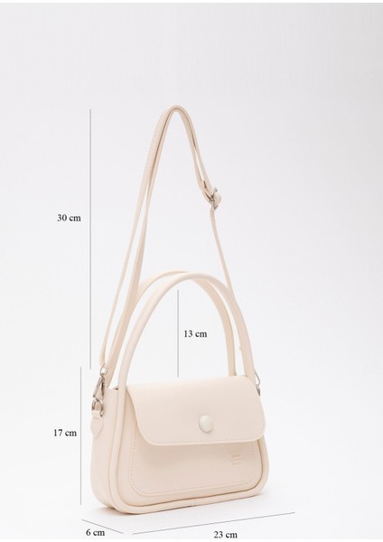 Krem Shk97 Deri Ön Cep Detaylı 2 Bölmeli Ayarlanabilir Askılı El,Kol Ve Omuz Çantası U:17 E:23 fiyatları
