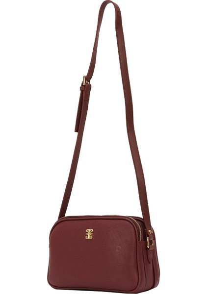 Bordo Print Kadın Omuz Çantası 05PO22Y1536