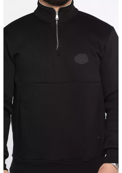 Yarım Fermuarlı Cepli Double Face Erkek Sweatshirt P-00013588 fırsatları