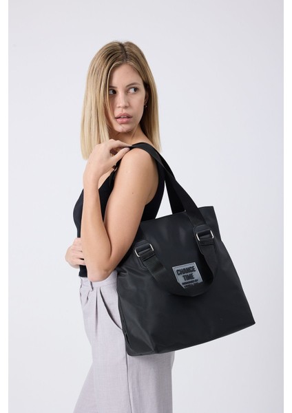 Kadın Siyah Shopper Omuz Çantası Eni 38 Cm Boy 35cm 0057