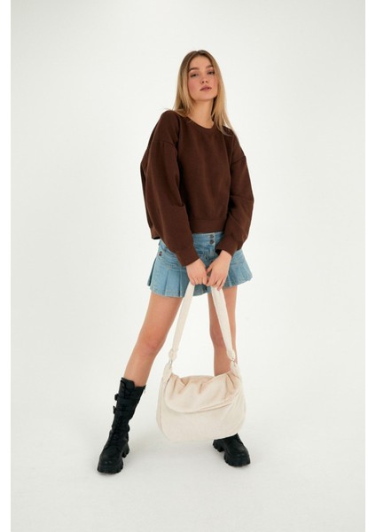 Krem Toscana / Krem Renk Peluş Kapaklı Postacı Çapraz Askılı Omuz Okul Çantası modelleri