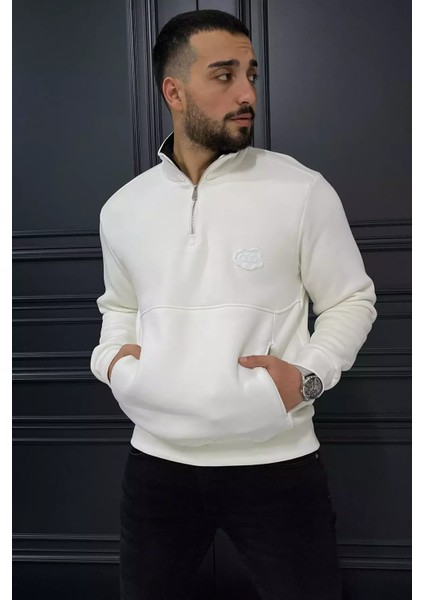 Yarım Fermuarlı Cepli Double Face Erkek Sweatshirt P-00013588 fiyatları