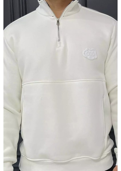 Yarım Fermuarlı Cepli Double Face Erkek Sweatshirt P-00013588 fırsatları