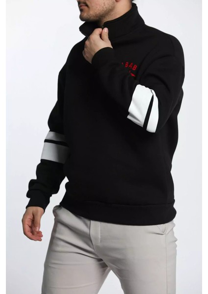 Erkek Yaka Fermuarlı Nakışlı Sweatshirt P-00006414 fiyatları