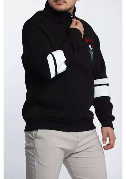 Erkek Yaka Fermuarlı Nakışlı Sweatshirt P-00006414 fırsatları
