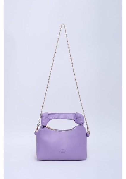 Lila Shk24 Soft Deri Düğüm Detaylı Zincir Askılı El Ve Omuz Çantası U:14 E:22 G:8 Cm