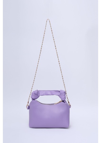 Lila Shk24 Soft Deri Düğüm Detaylı Zincir Askılı El Ve Omuz Çantası U:14 E:22 G:8 Cm fırsatları