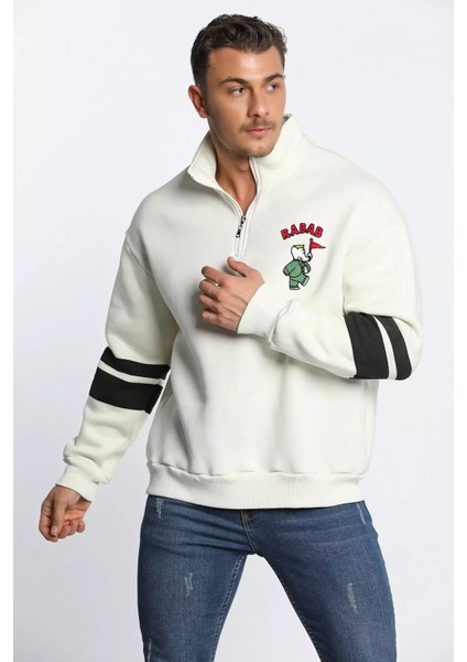 Erkek Yaka Fermuarlı Nakışlı Sweatshirt P-00006414 fiyatları