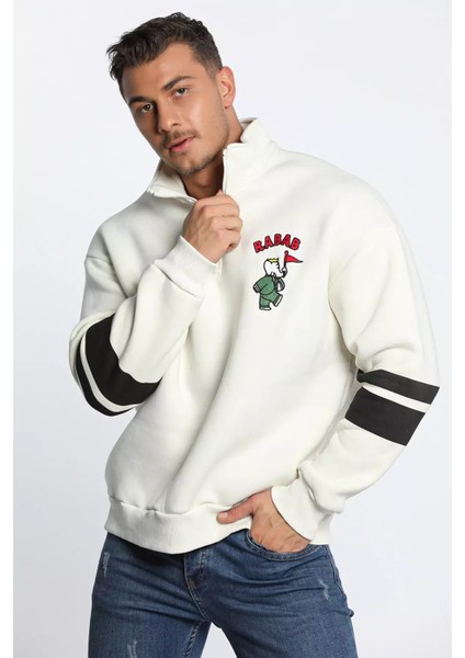 Erkek Yaka Fermuarlı Nakışlı Sweatshirt P-00006414 fırsatları