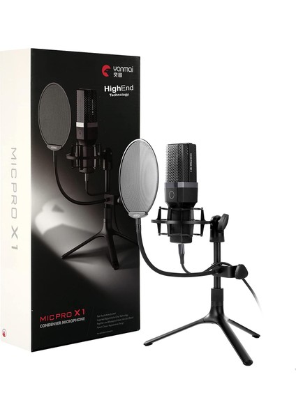 Profesyonel Stüdyo Mikrofon Kayıt Frekans Aralığı: 20Hz – 20KHZ Condenser Masaüstü Canlı Yayın Mikrofonu Pc Usb, Oyun, Podcast, Kayıt, Yayın, Mac, Winows ile Uyumlu X1