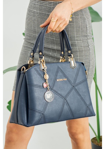 Kadın El ve Omuz Çantası 5 Bölmeli Lacivert