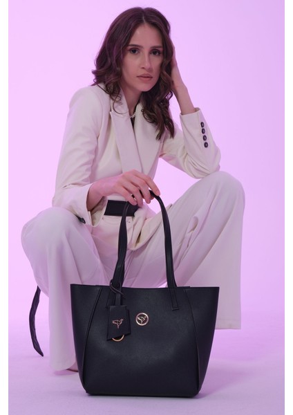 Sofia Mıknatıs Kapamalı Geniş Fermuar Bölmeli Orta Boy Kadın Siyah Omuz Kol Çantası indirimleri